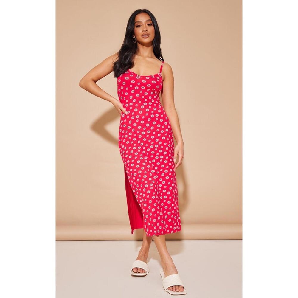 NWT Red Floral Jersey Dress